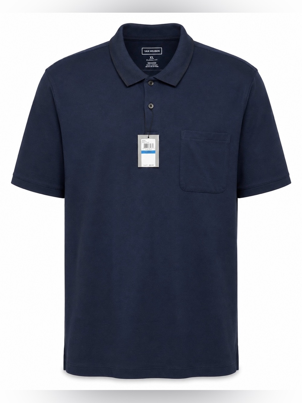 Van Heusen Polo Shirt Mens XL Majestic Blue Feeder Stripe Classic Fit NWT Pocket